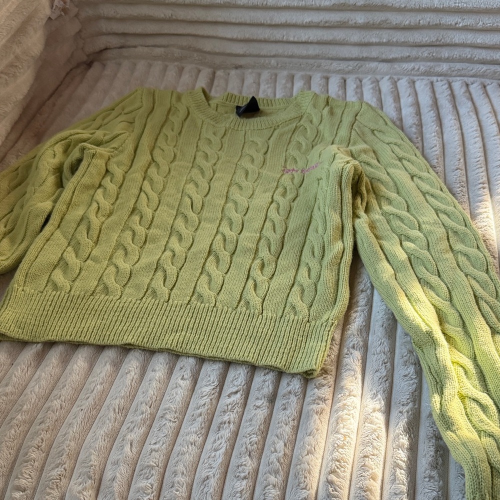 Lime Cable Knit Sweater